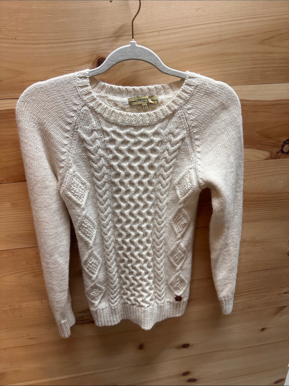 Dubarry of Ireland Cream Cable-Knit Crewneck Sweater